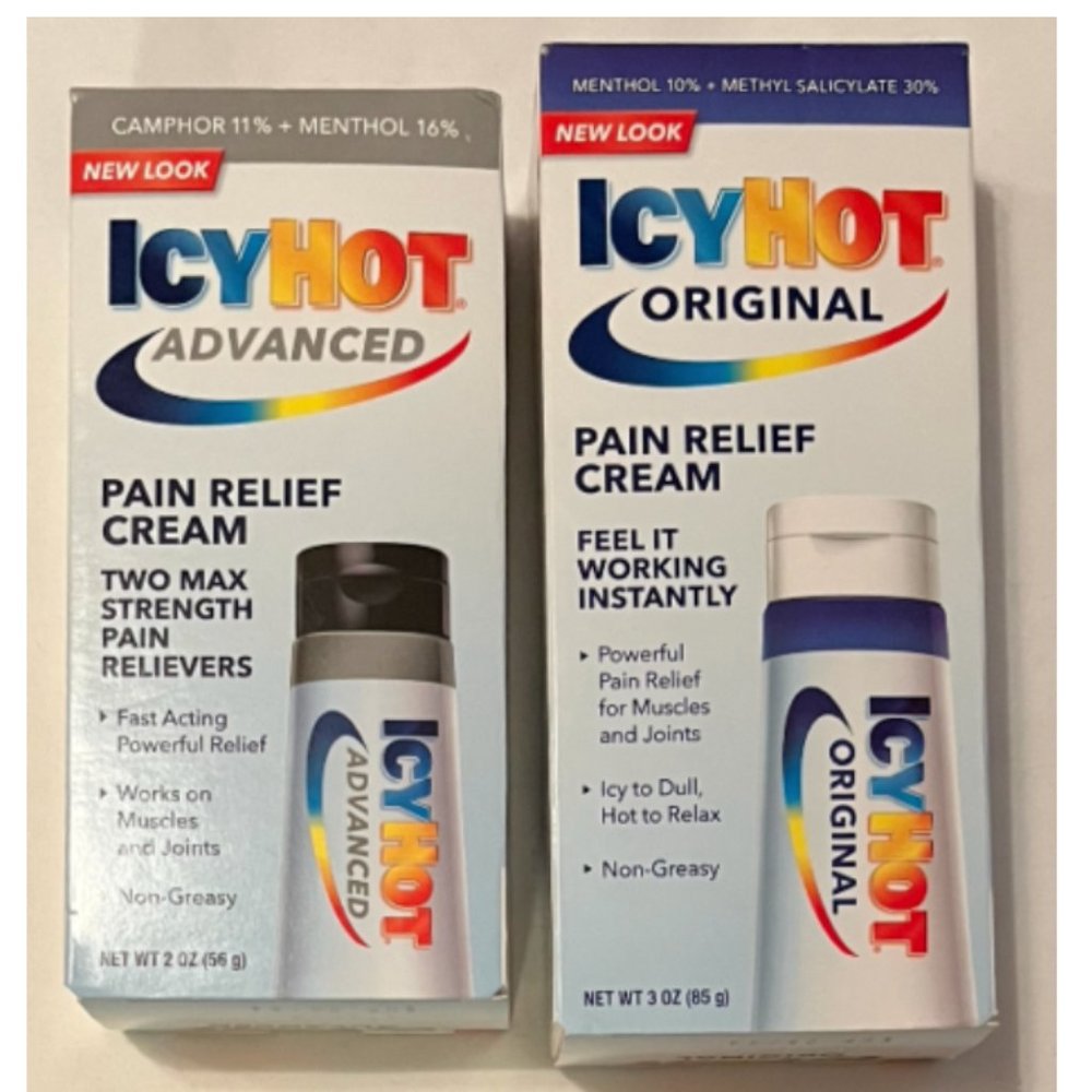 Icy Hot ~ Advanced Relief Pain Relief Ćream, 2 oz & Icy Hot Original, 3 oz